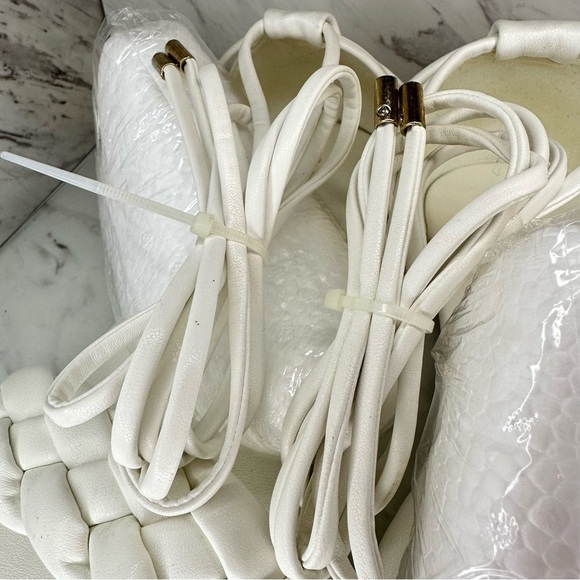 Wrap Up Square Toe Flat Sandals – Braided Toe Strap, Square Toe – White – Size 8 - Picture 13 of 14